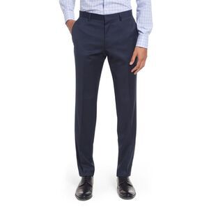 HUGO BOSS Mens Navy Flat Front, Slim Fit Suit Separate 38R